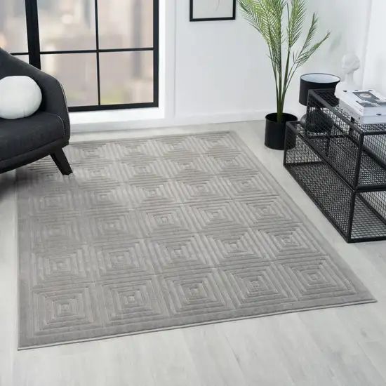 Gray Geometric Area Rug Photo 7