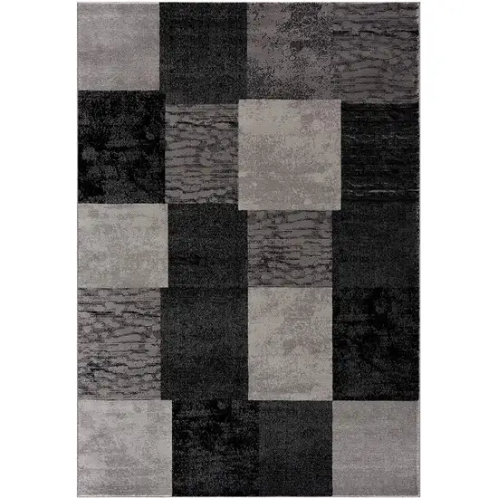 Gray Checkered Power Loom Area Rug Photo 1