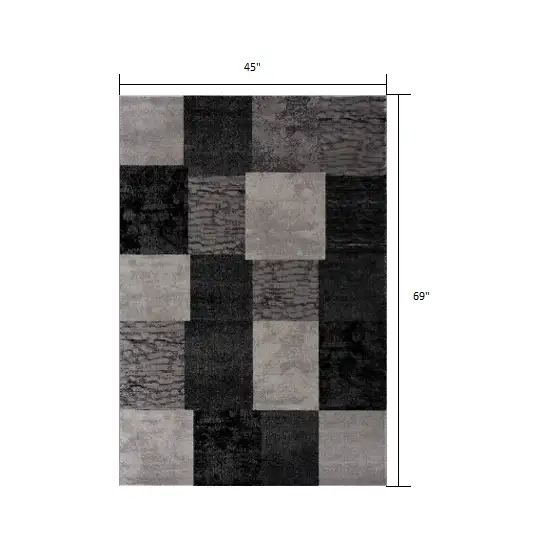 Gray Checkered Power Loom Area Rug Photo 3