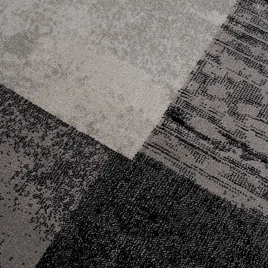 Gray Geometric Blocks Runner Rug Photo 1