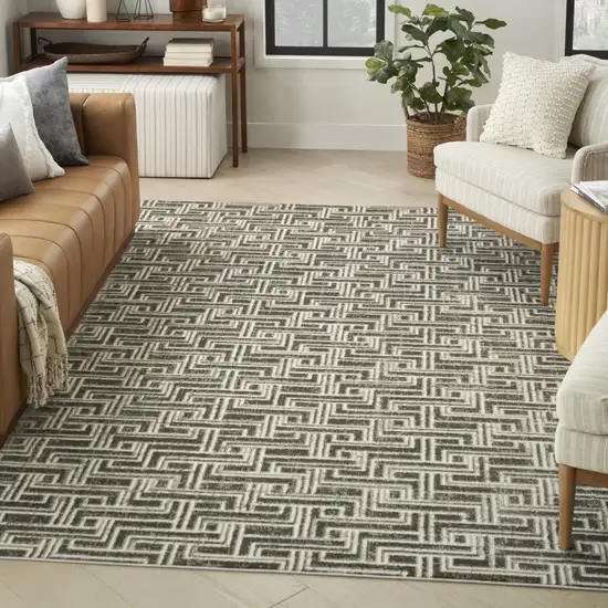 Gray Geometric Distressed Area Rug Photo 8