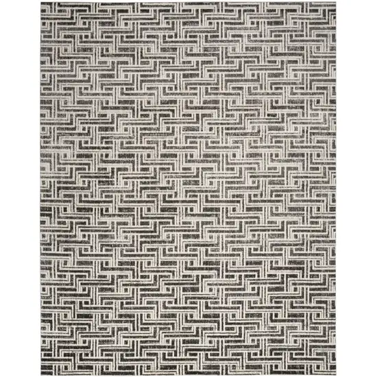 Gray Geometric Distressed Area Rug Photo 1