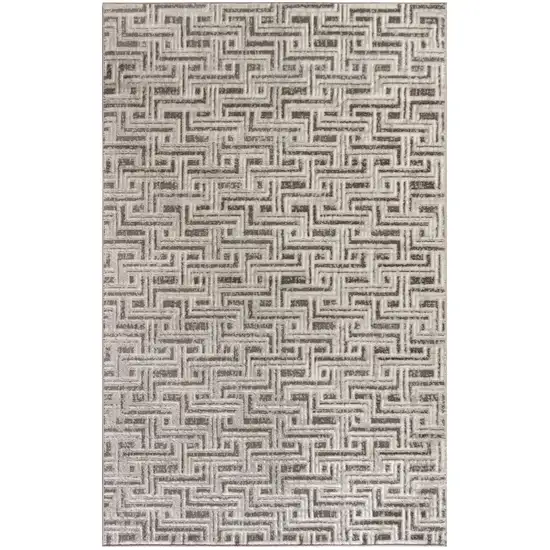 Gray Geometric Distressed Area Rug Photo 1