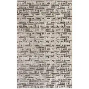 Photo of Gray Geometric Distressed Area Rug