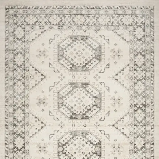 Gray Geometric Distressed Area Rug Photo 7