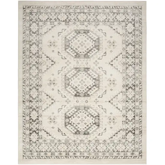 Gray Geometric Distressed Area Rug Photo 1