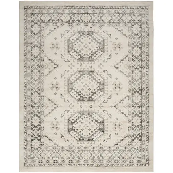 Gray Geometric Distressed Area Rug Photo 1