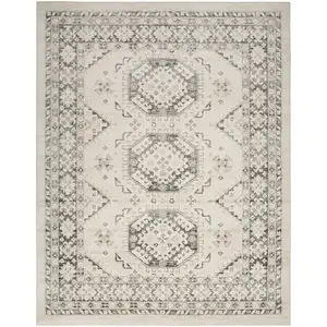 Photo of Gray Geometric Distressed Area Rug