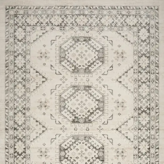 Gray Geometric Distressed Area Rug Photo 7