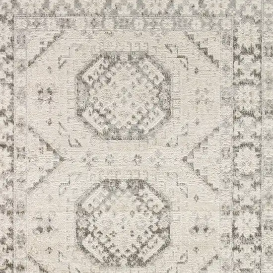 Gray Geometric Distressed Area Rug Photo 6