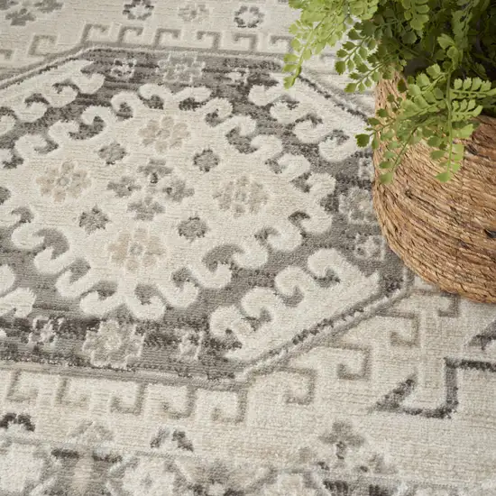 Gray Geometric Distressed Area Rug Photo 5