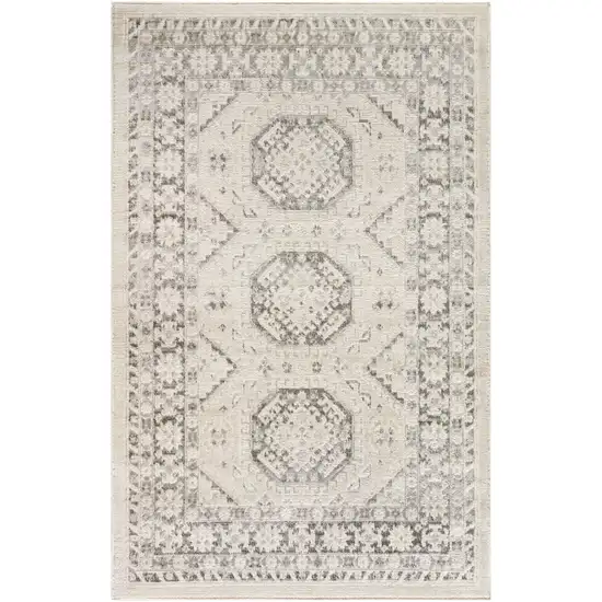 Gray Geometric Distressed Area Rug Photo 1