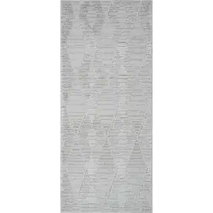 Photo of Gray Geometric Distressed Area Rug