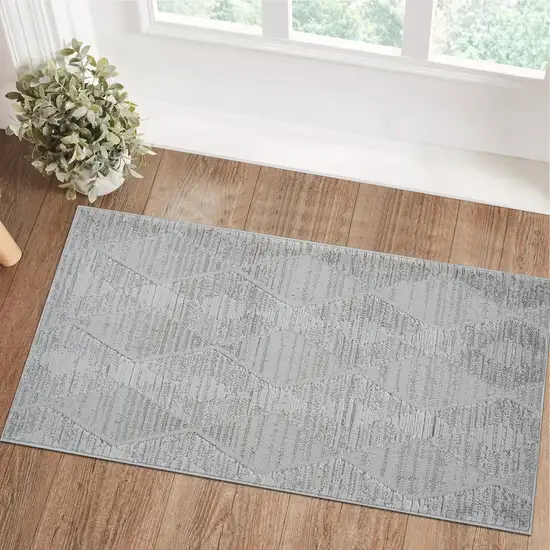 Gray Geometric Distressed Area Rug Photo 5