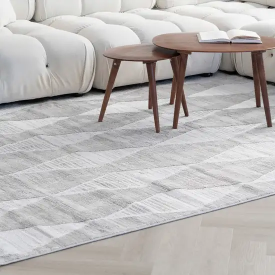 Gray Geometric Distressed Area Rug Photo 8