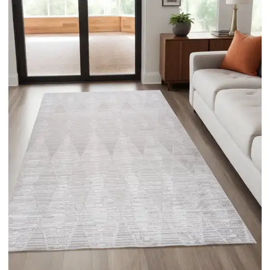 Gray Geometric Distressed Area Rug Photo 1