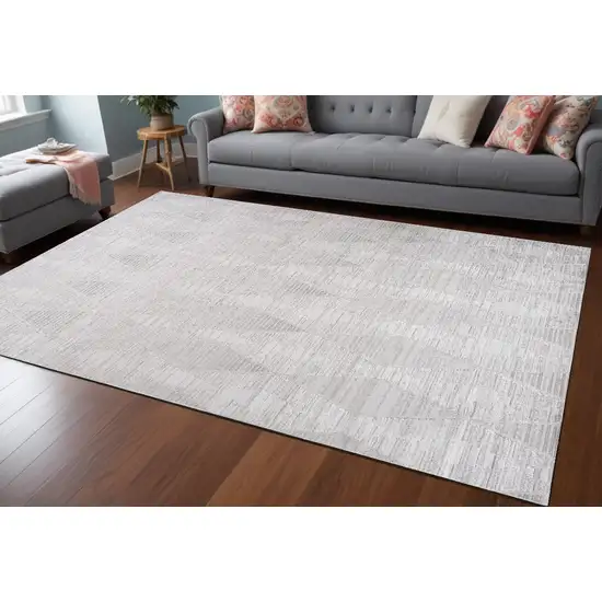 Gray and Ivory Geometric Distressed Area Rug Photo 1