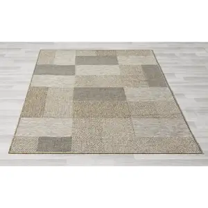 Photo of Gray Geometric Handmade Indoor Outdoor Area Rug