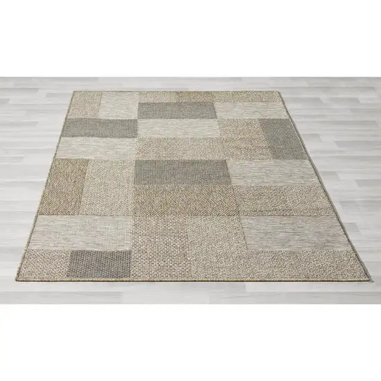 Gray Geometric Handmade Indoor Outdoor Area Rug Photo 1