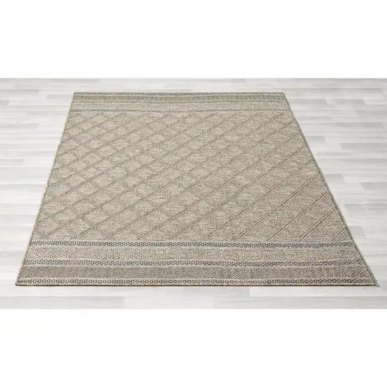 Gray Geometric Handmade Indoor Outdoor Area Rug Photo 1