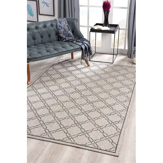 Gray Geometric Lattice Runner Rug Photo 4