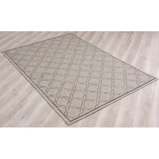 Gray Geometric Lattice Runner Rug Photo 6