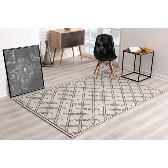 Gray Geometric Lattice Runner Rug Photo 3