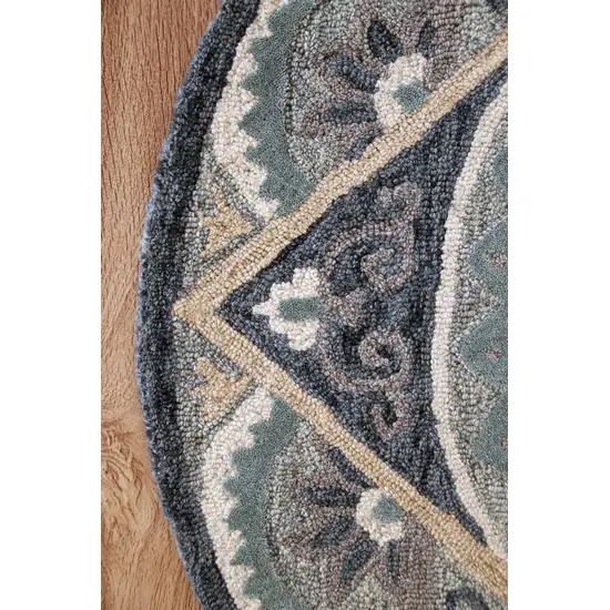 Gray Geometric Medallion Hearth Rug Photo 5