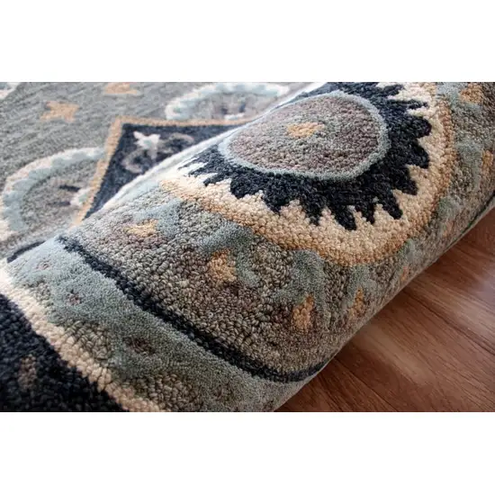 Gray Geometric Medallion Hearth Rug Photo 6