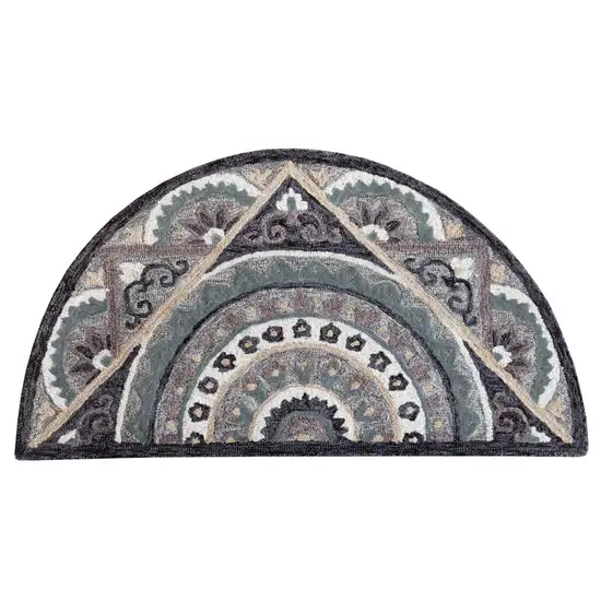 Gray Geometric Medallion Hearth Rug Photo 1