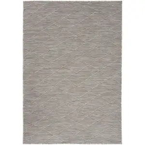 Photo of Gray Geometric Power Loom Non Skid Area Rug