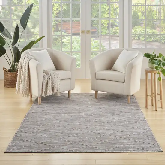 Gray Geometric Power Loom Non Skid Area Rug Photo 8