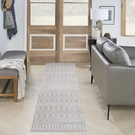 Gray Geometric Power Loom Runner Rug Photo 6