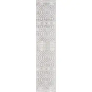 Photo of Gray Geometric Power Loom Runner Rug