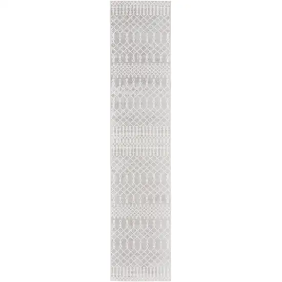 Gray Geometric Power Loom Runner Rug Photo 2