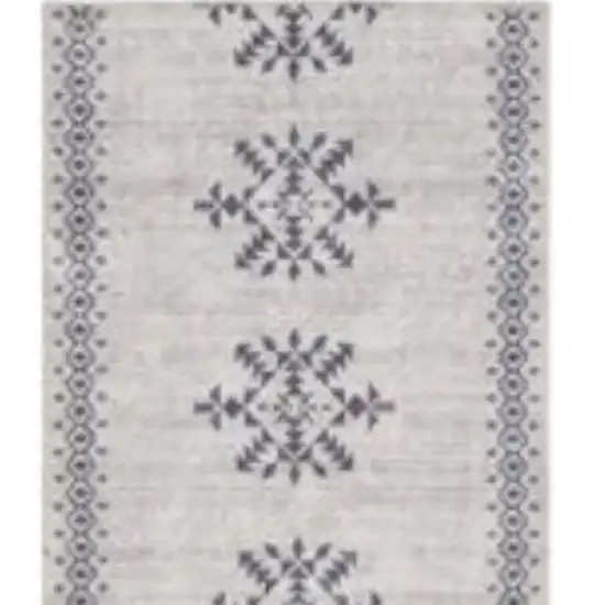 Gray Geometric Power Loom Washable Runner Rug Photo 7