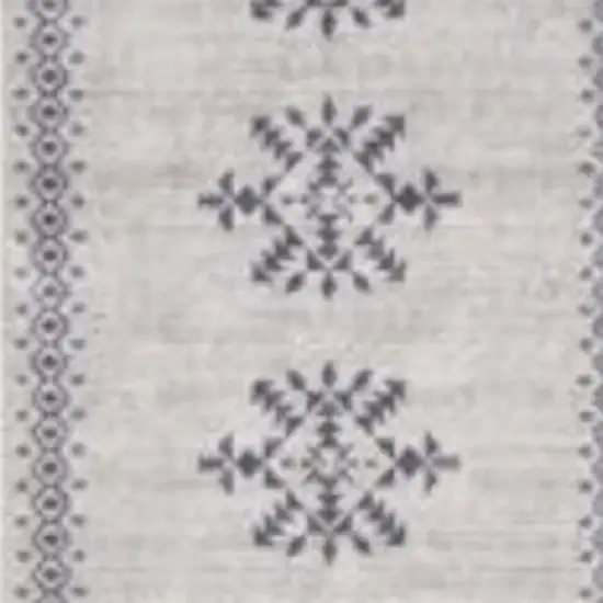 Gray Geometric Power Loom Washable Runner Rug Photo 6