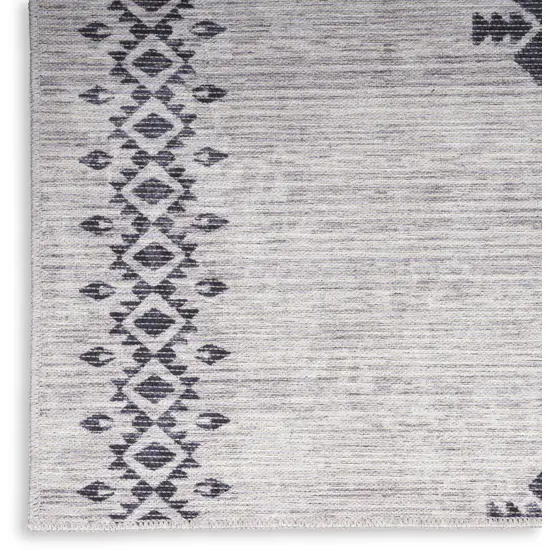 Gray Geometric Power Loom Washable Runner Rug Photo 4