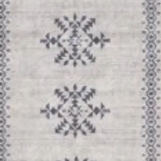 Gray Geometric Power Loom Washable Runner Rug Photo 6