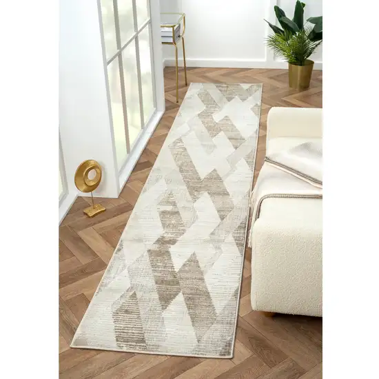 Gray Geometric Runner Rug Photo 5