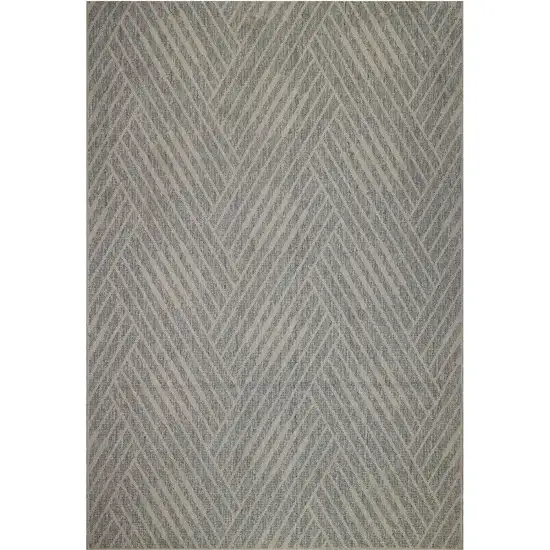 Gray Geometric Stain Resistant Indoor Outdoor Area Rug Photo 2