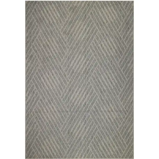 Gray Geometric Stain Resistant Indoor Outdoor Area Rug Photo 2