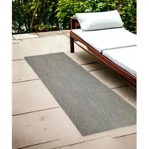 Photo of Gray Geometric Stain Resistant Indoor Outdoor Runner Rug