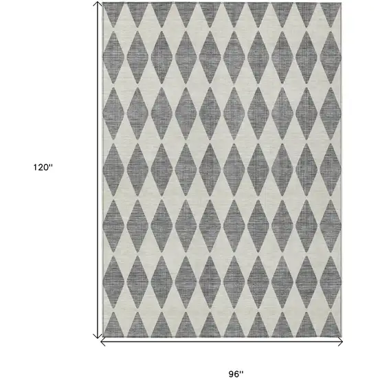 Gray And Ivory Geometric Washable Indoor Outdoor Area Rug Photo 3