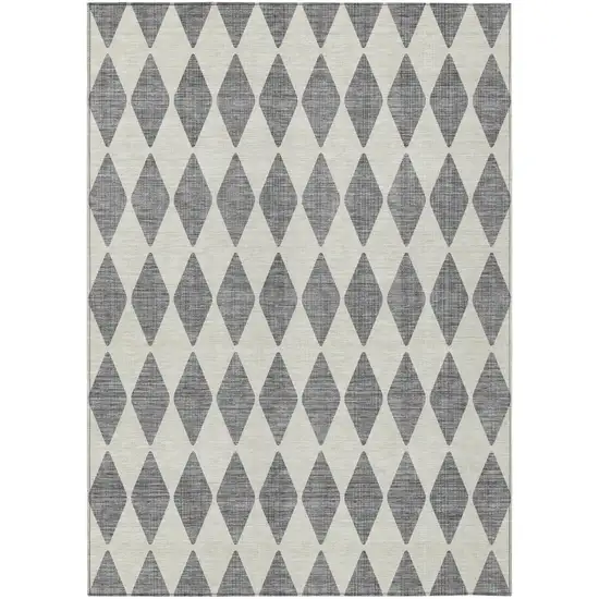 Gray Geometric Washable Indoor Outdoor Area Rug Photo 2