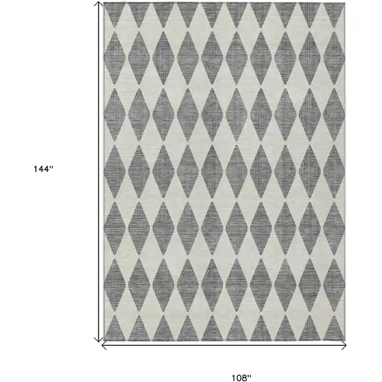 Gray Geometric Washable Indoor Outdoor Area Rug Photo 3