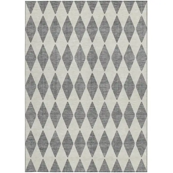 Gray And Ivory Geometric Washable Indoor Outdoor Area Rug Photo 5