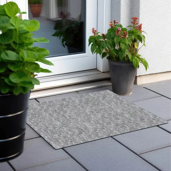 Gray Geometric Washable Non Skid Indoor Outdoor Area Rug Photo 8