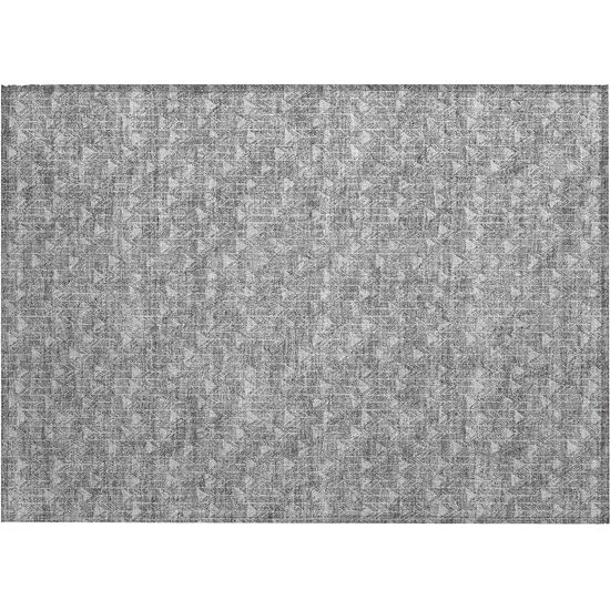 Gray Geometric Washable Non Skid Indoor Outdoor Area Rug Photo 2