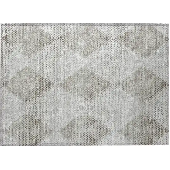 Gray Geometric Washable Non Skid Indoor Outdoor Area Rug Photo 4